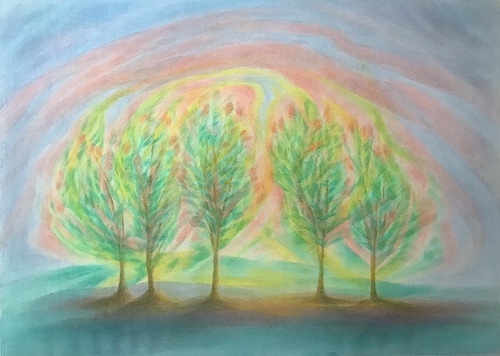 painting of trees in spring