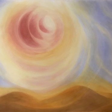 triple moon rising painting